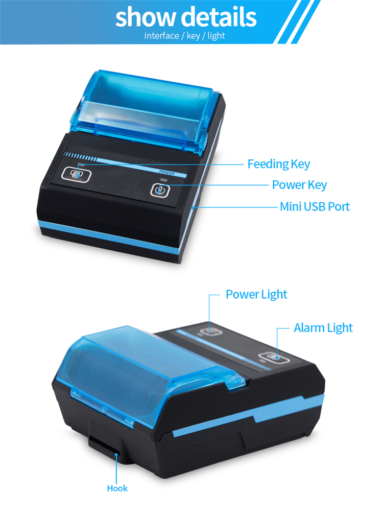 Melestone MHT-P5801 58mm 2 inch Thermal Receipt Printer bluetooth Wireless USB Protable Bill Ticket 12