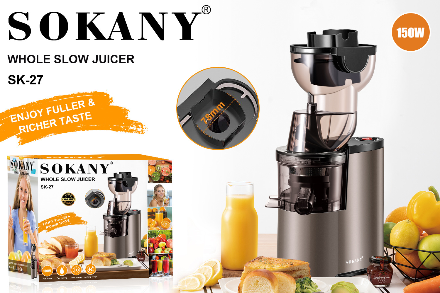 SOKANY 27 Slow Juicer Household Slag Juice Separation Fruits and Vegetables Multifunctional Juicer