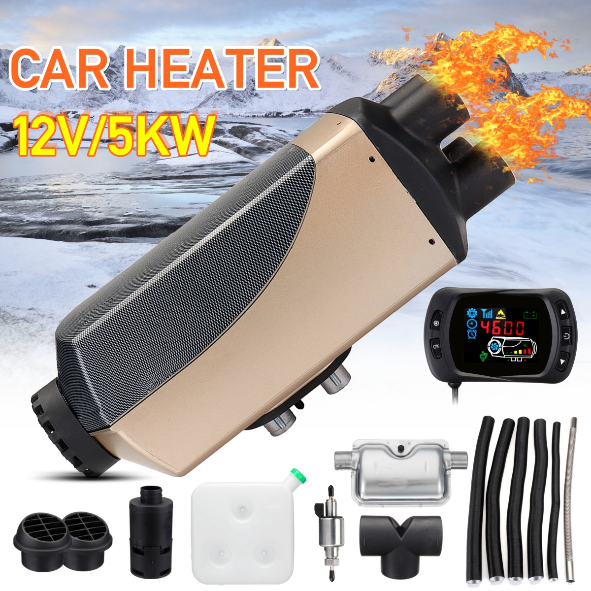HCalory 12V 5KW LCD Diesel Heater Diesel Parking Heater Diesel Air Parking Heater