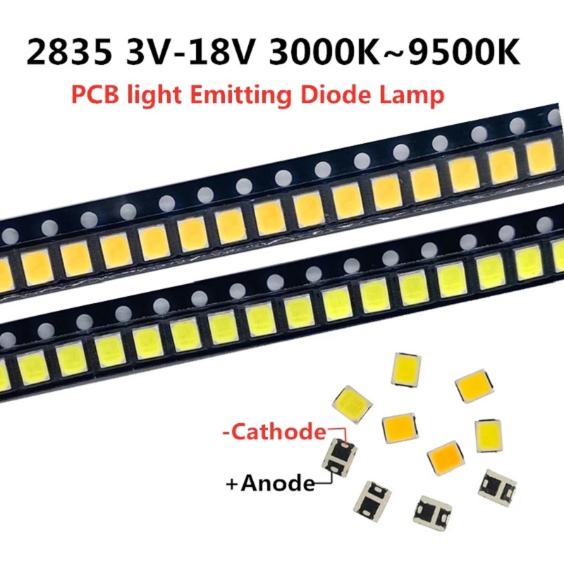 100pcs SMD LED 2835 Chips 1W 3V 6V 9V 18V 120-130LM White Warm Surface Mount PCB Light Emitting Diode Lamp