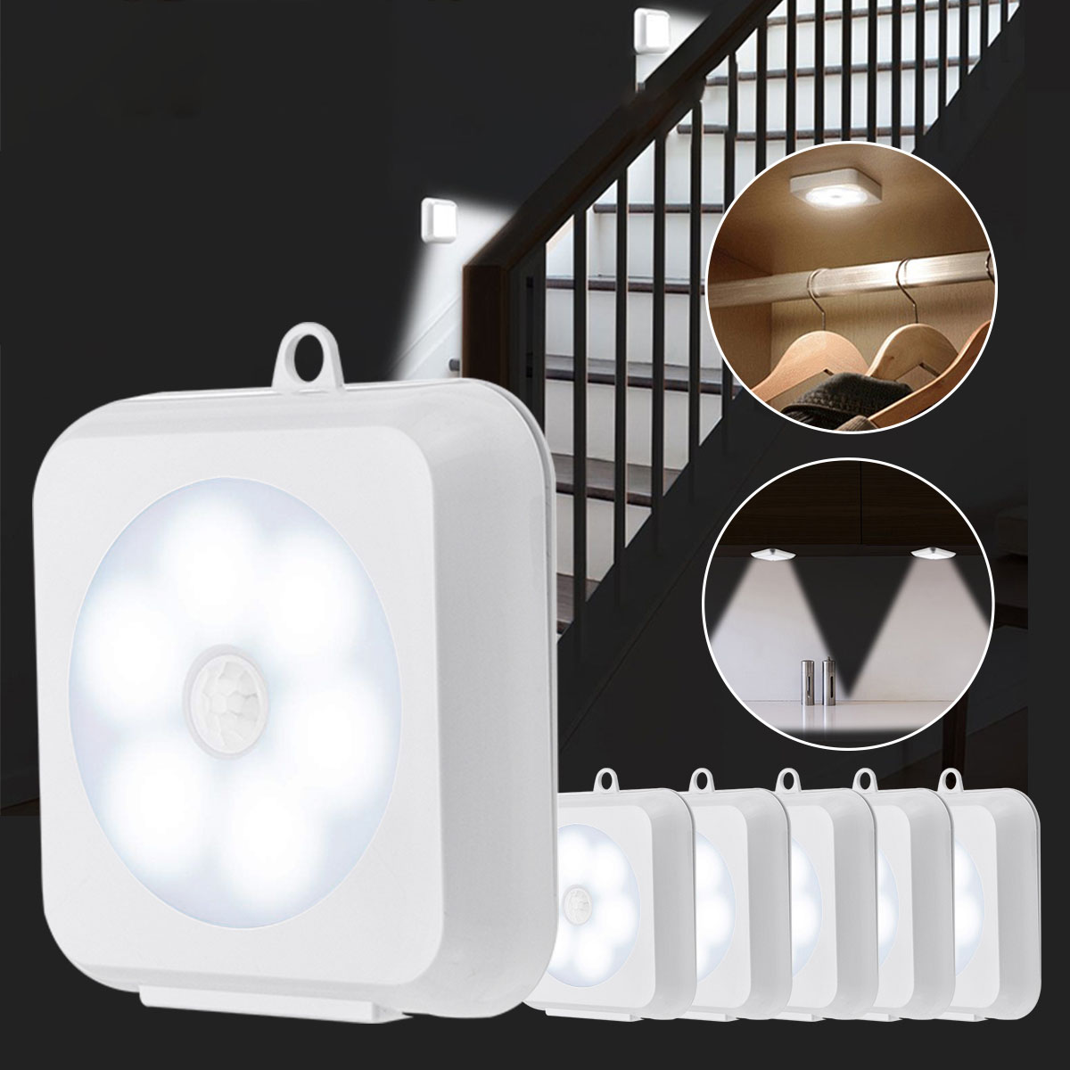 

KCASA 2W LED Шкаф Night Light Wireless PIR Motion Датчик Батарея Управляемый шкаф Шкаф Лампа Главная Спальня Кухня Освещение