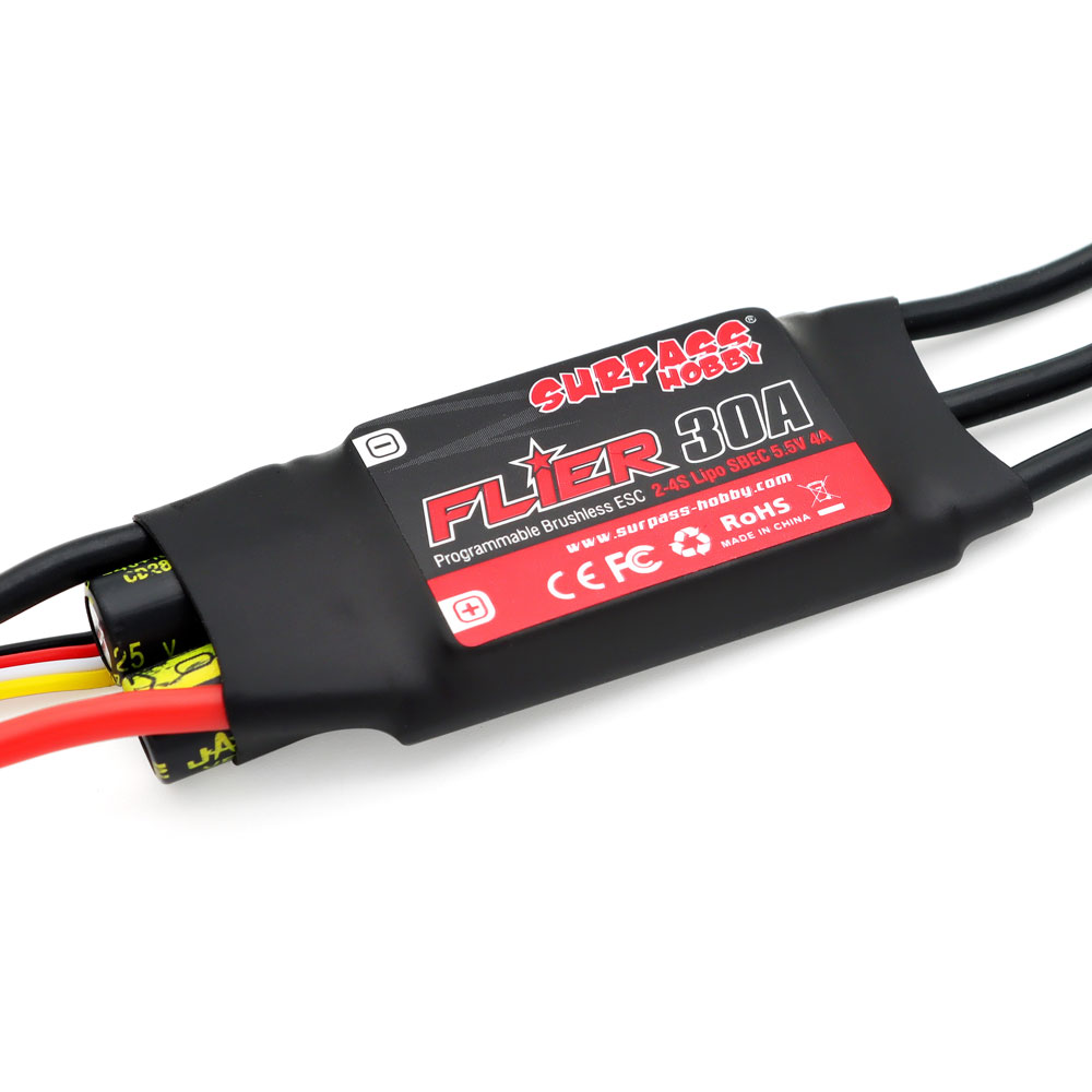 SURPASS-HOBBY FLIER Series New 32-bit 30A Brushless ESC With 5.5V/4A BEC Support Programming for RC Airplane