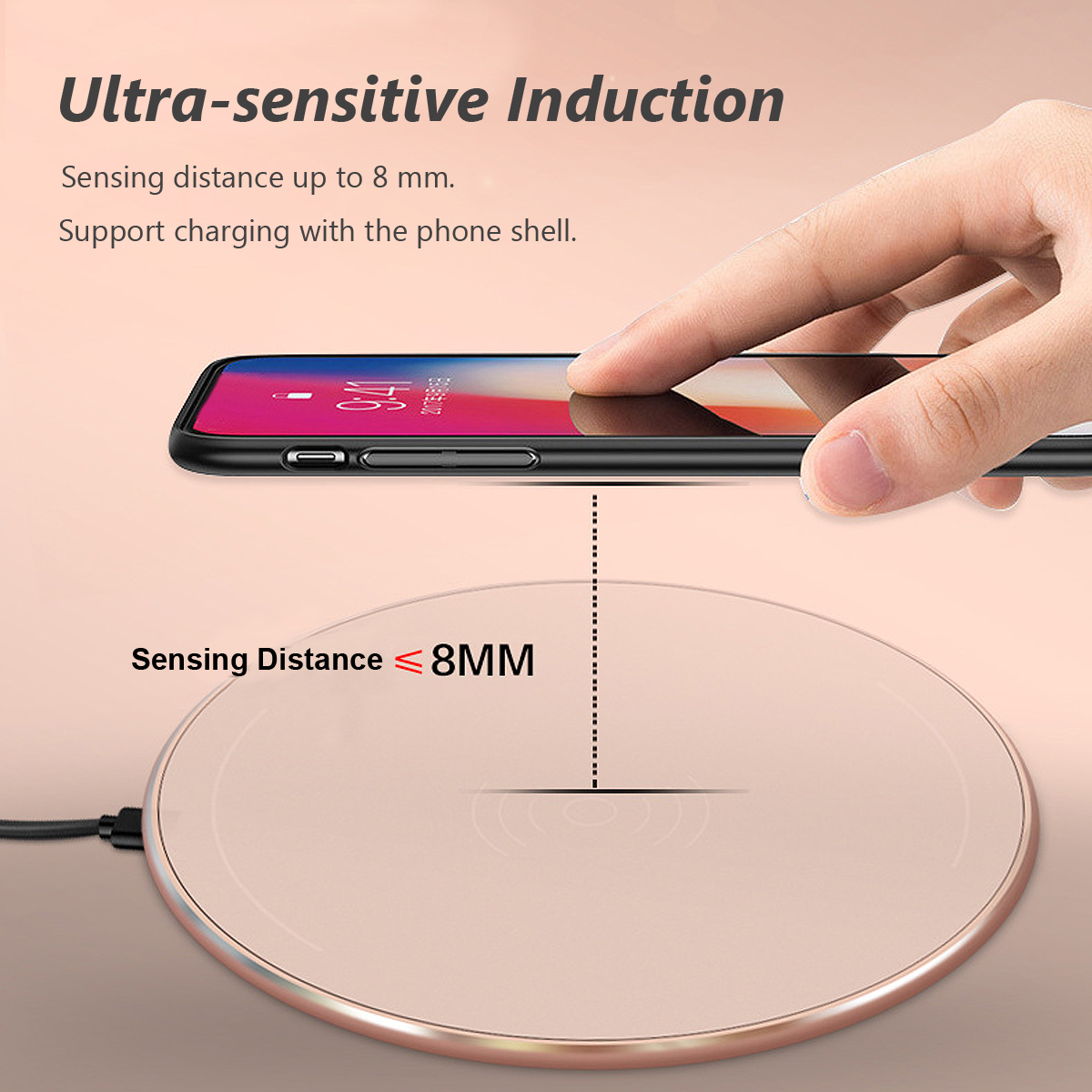 Bakeey 10W Metal Scrub QI wireless Fast Charging Charger Pad For iPhoneX 8/8Plus Samsung S8 iwatch 3