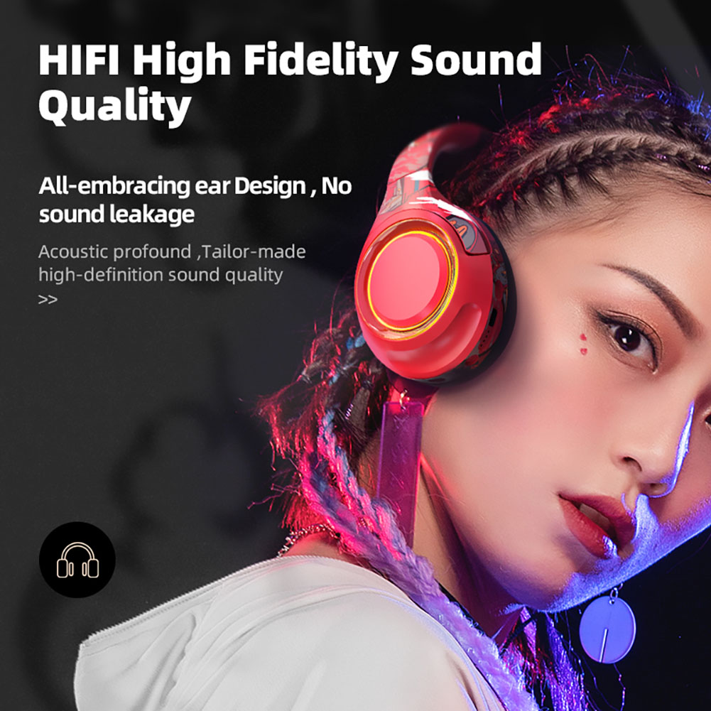 Bakeey EL-A2 bluetooth 5.0 Gaming Headphones HIFI 3D Stereo Bass Wireless RGB Light PC Headsets With Microphone for PS4 Laptop Tablet