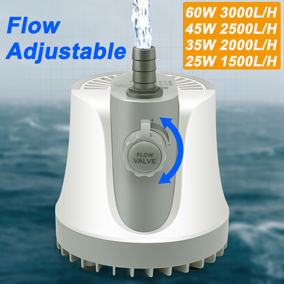 Flow Adjustable Pump Spout Submersible Water Pump for Fountains Ponds Aquarium Fish Tank 
