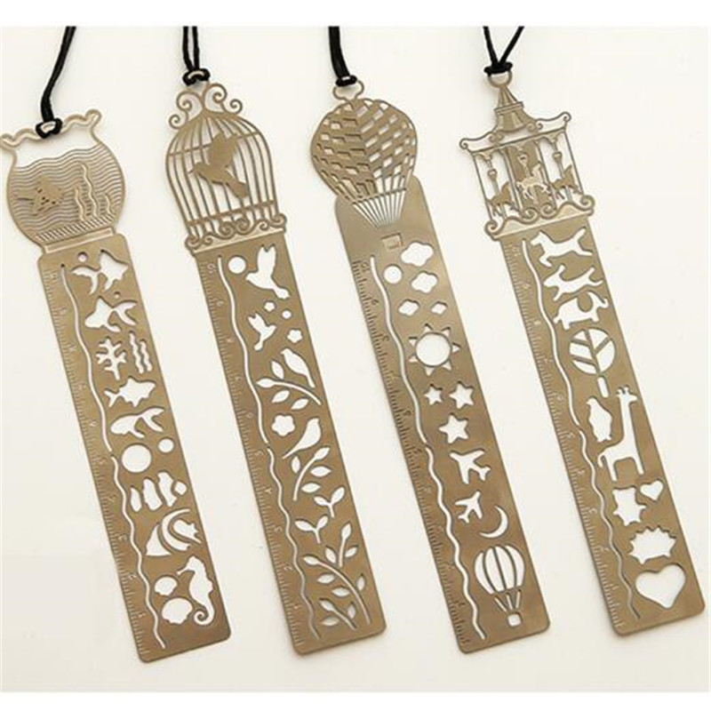 

Metal Mini Cute Bookmark Ruler Drawing Painting Stencils Scale Template DIY Creative Gifts