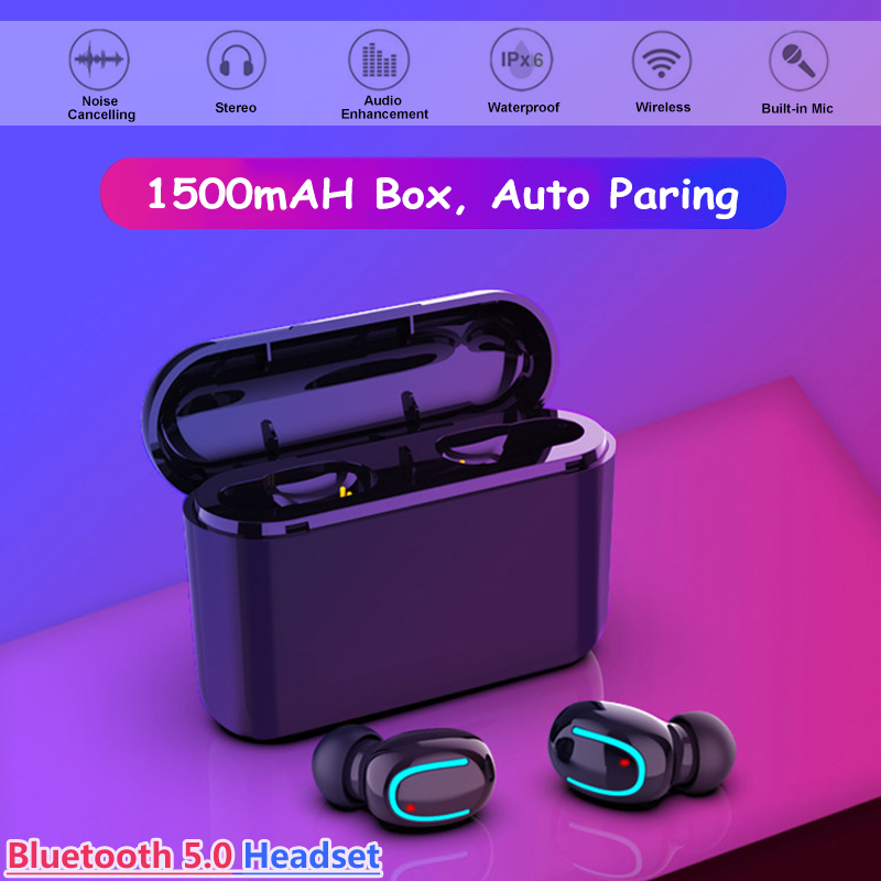 [Bluetooth 5.0] TWS True Wireless Earphone Dual Single Earbud Noise Cancelling Mic with Charging Box 7