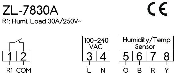 ZL-7830A 30A Relay 100-240Vac Digital Humidity Controller Hygrometer Hygrostat