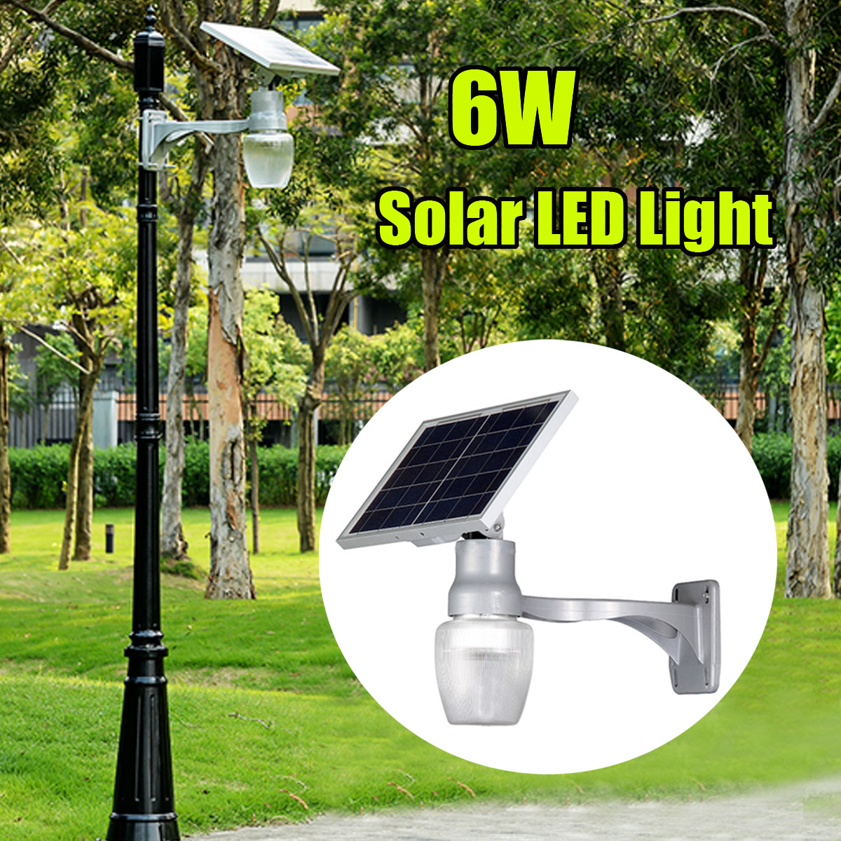 6W Solar Power LED Light Sensor LED Security Spotlight Wall Outdoor Garden Light Waterproof