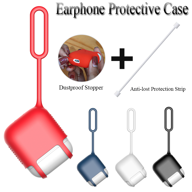 Anti-shock Dustproof Multi-color Soft Silicone Protective Cover Wireless Earphone Case with Pothook for Airpods