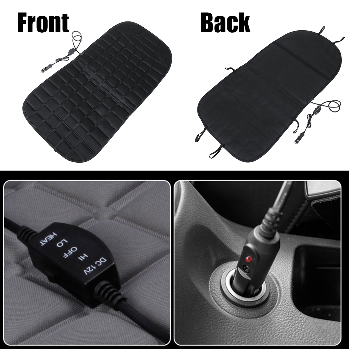 12V 30W Polyester Car Front Seat Heated Cushion Seat Warmer Winter Household Cover Electric Mat