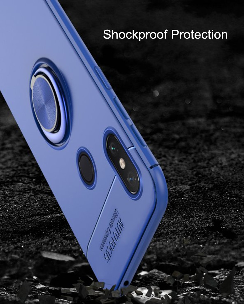 Bakeey™ Shockproof Silicone Back Cover Protective Case with Finger Ring Holder for Xiaomi Mi Max 3 Non-original