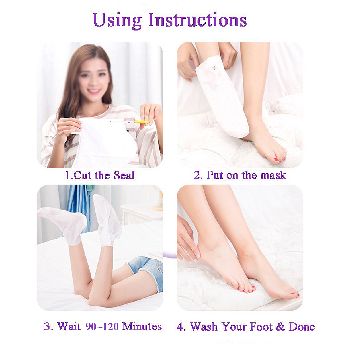 ROLANJONA Bamboo Vinegar Milk Feet Mask Deep Exfoliating Peeling Baby Foot Repairing