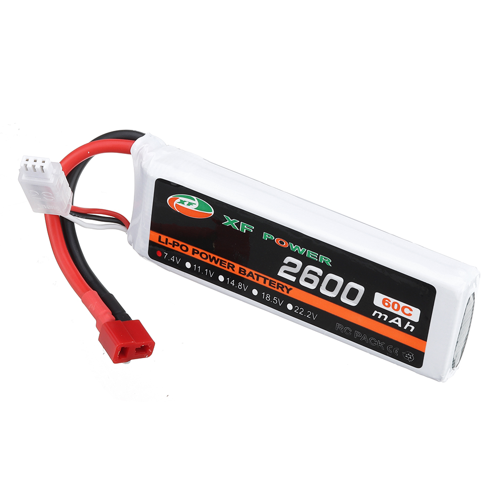 XF POWER 7.4V 2600mAh 60C 2S Lipo Battery T Plug for RC Car - Photo: 2
