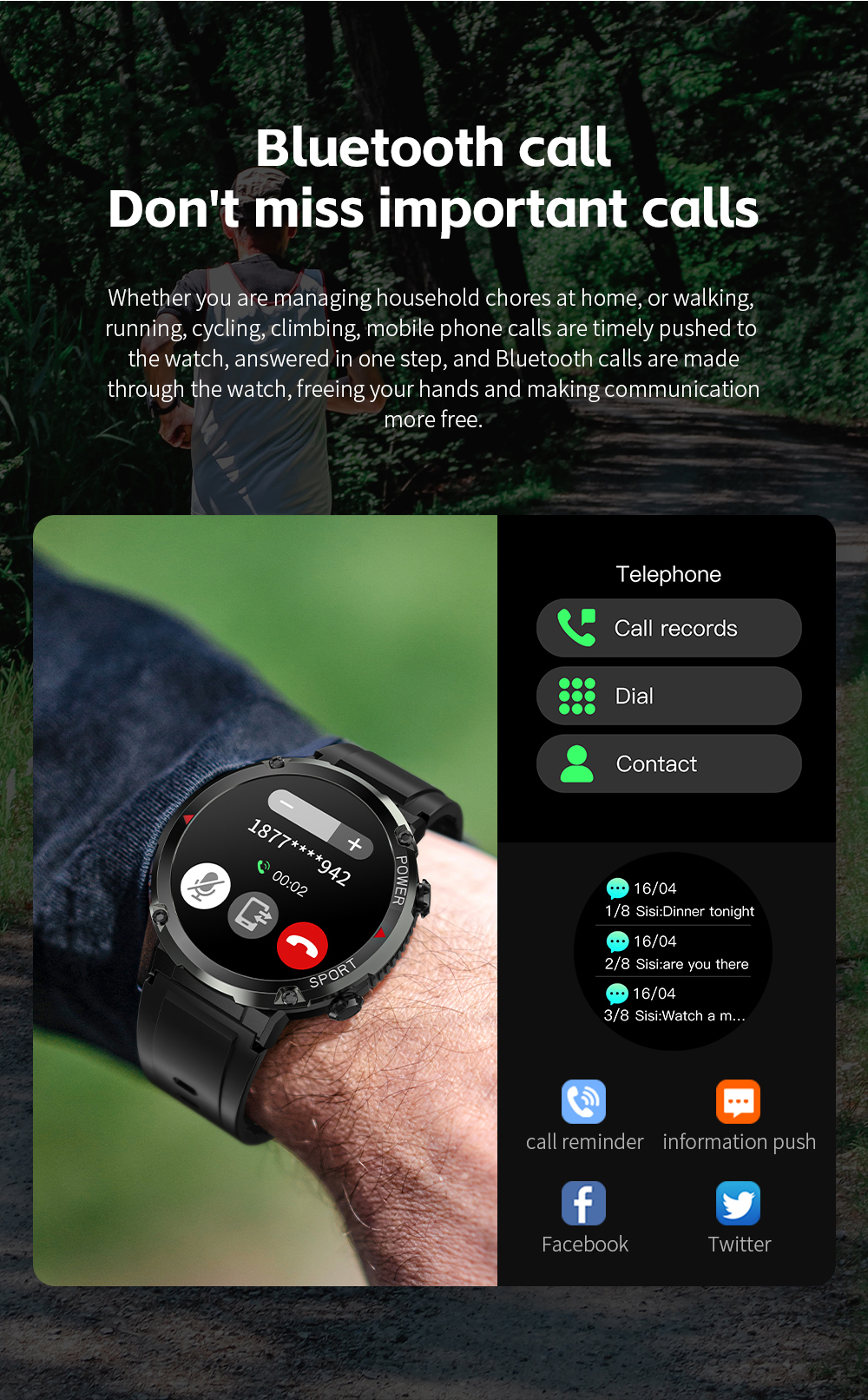LOKMAT Zeus Pro 1.6 inch 400*400px Screen bluetooth Call Heart Rate Blood Pressure SpO2 Monitor 600mAh IP68 Waterproof Smart Watch