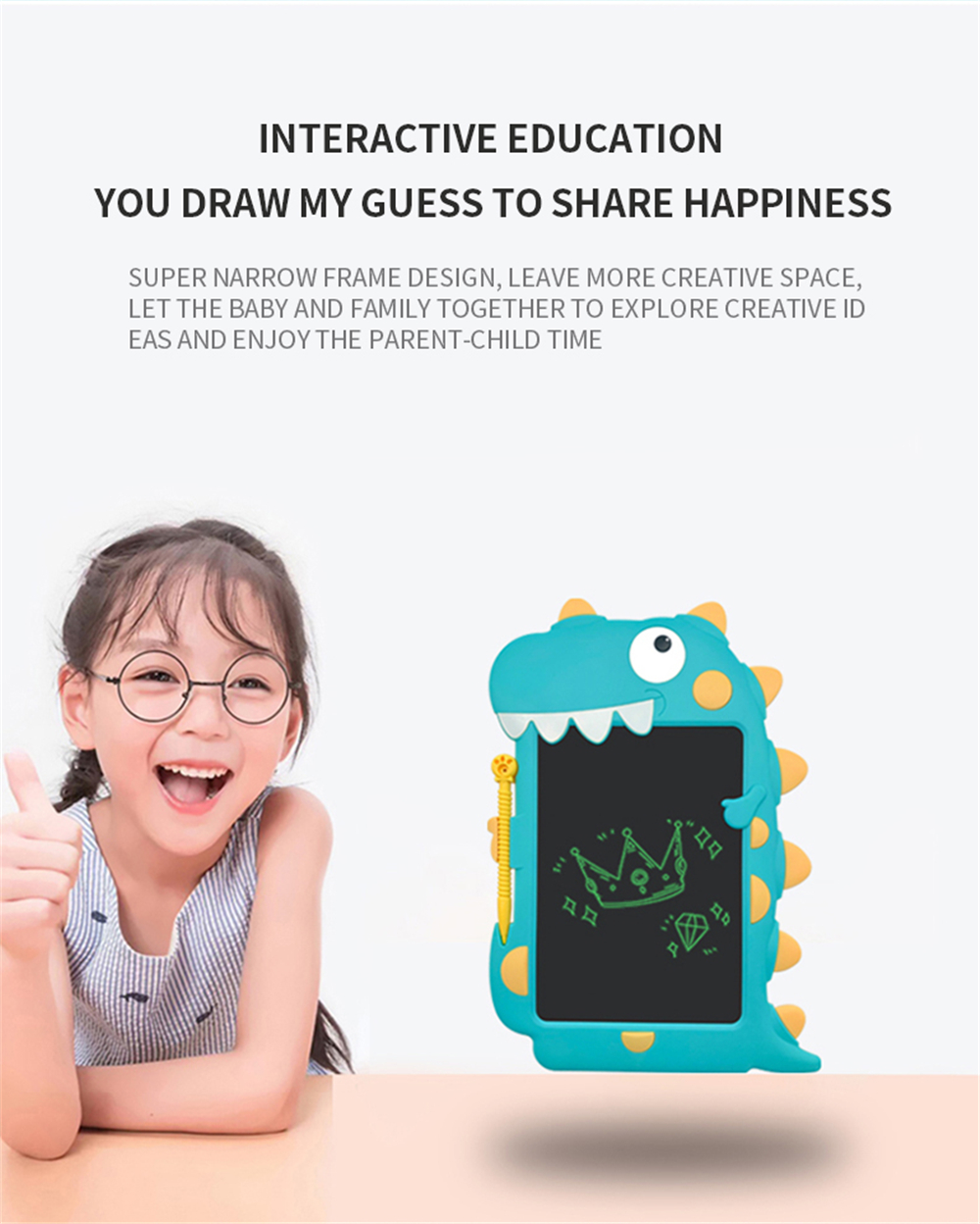 Aituxie LCD Writing Tablet Monochrome Green Handwriting Eye Protection for Kids Birthday Gift Environmentally Friendly Doodle Board New Dinosaur Drawing Pad for Girl Boys