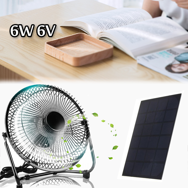 6V 6W 8 Inch Ultra-quiet USB Mini Solar Panel Fan For Outdoor Camping 15