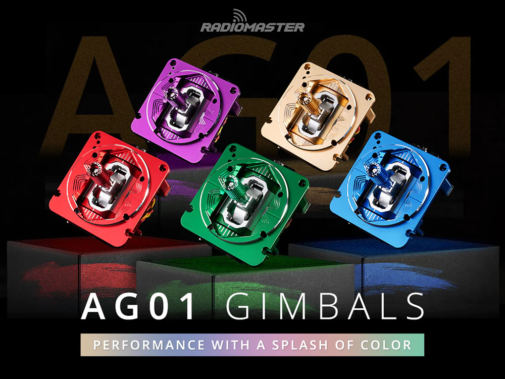 RadioMaster AG01 CNC Hall Gimbal Sets New Colors with Sicky360 Gimbal Stick Ends for TX16S TX12 ZORRO Radio Transmitte
