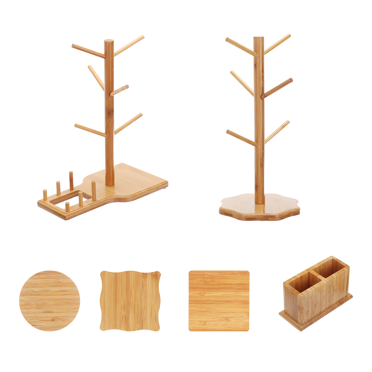 Bamboo Cup Mat Water Cup Storage Rack Creative Cup Organizing Shelf Household Office Living Wooden Gifts Supplies