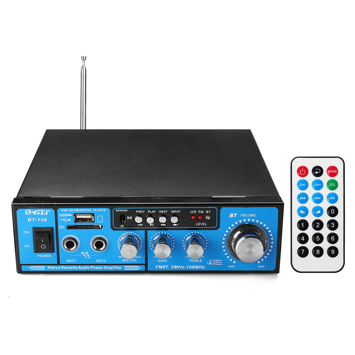 

BT-138 12V 220V 2CH Channel Car Home Bluetooth Digital Audio Stereo Power Amplifier TF Card Radio
