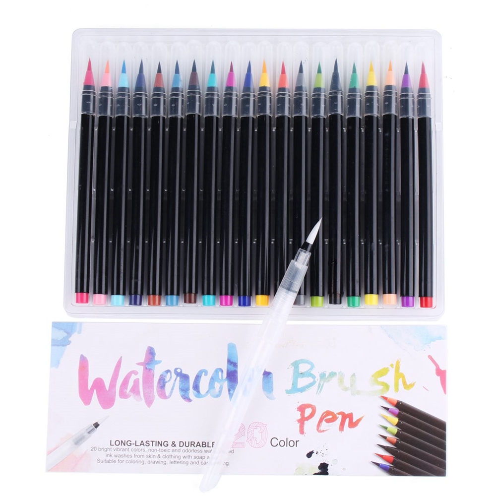

20 Color Premium Painting Soft Brush Pen Set Watercolor Markers Pen For Coloring Books Manga Comic