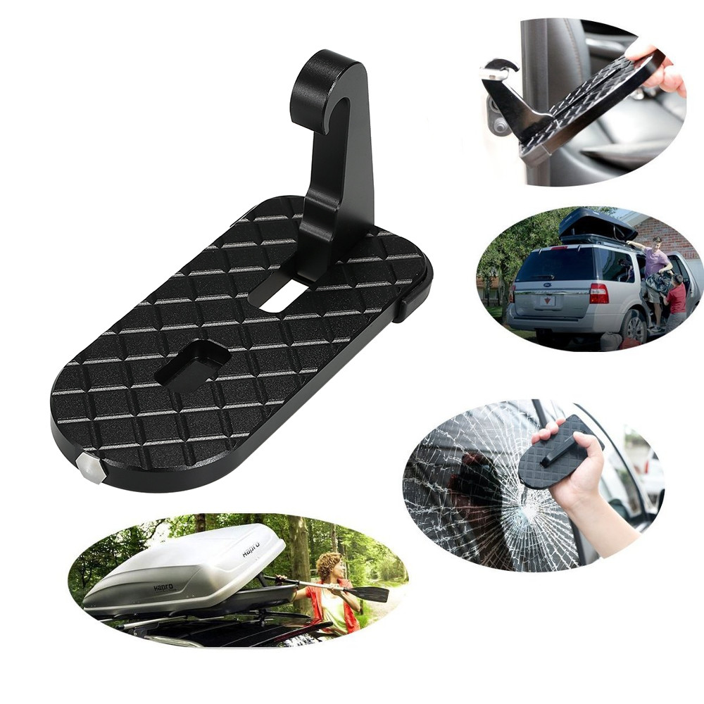 

Folding Car Doorstep Ladder Hook Latch Easy Access to Car Rooftop Roof-Rack Safety Hammer