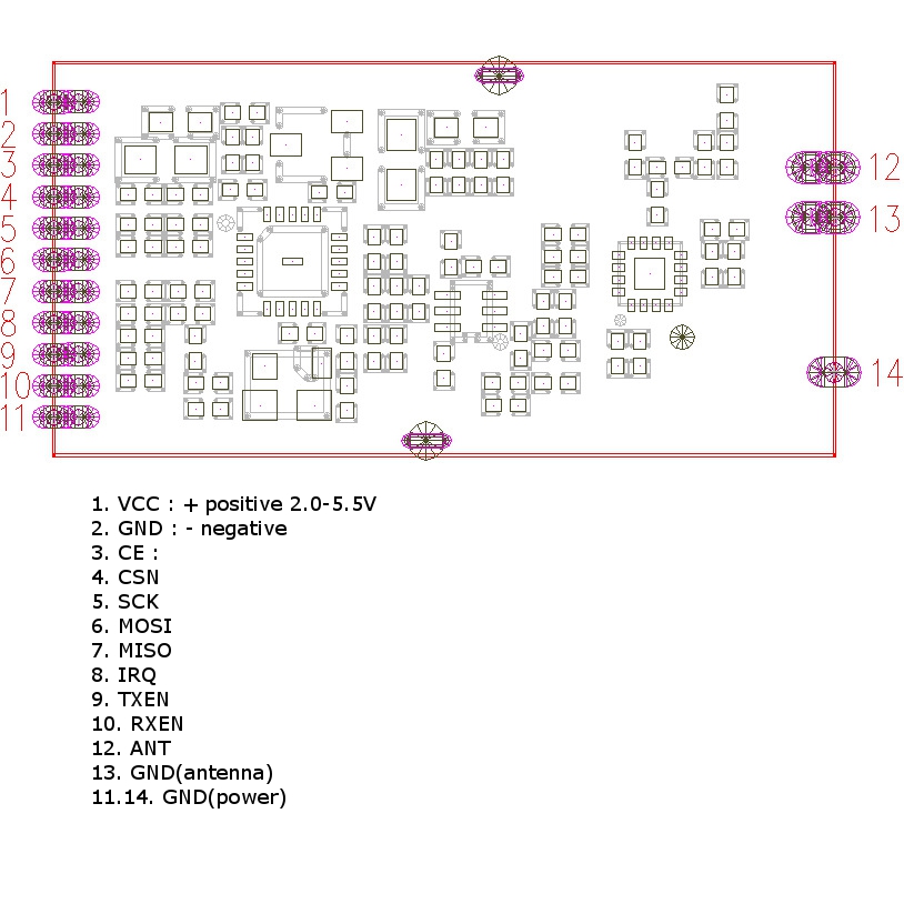RF2401F27 500MW Wireless Transceiver Module 2.4GHz 26dBm For Remote Control Monitoring RC Model - Photo: 5