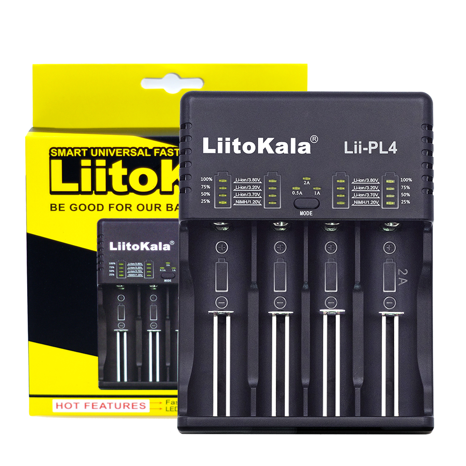 

Liitokala PL4 LED Индикатор Интеллектуальный быстрый Ni-MH / Li-fe / Li-ion / IMR Батарея Зарядное устройство 4Slots EU / US Plug