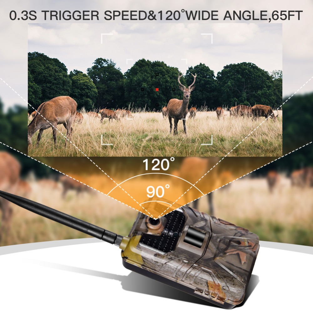 Suntek HC-900LTE 4G MMS SMS Email 16MP HD 1080P 0.3s Trigger 120° Range IR Night Vision Wildlife Trail Hunting Camera Trap Camera