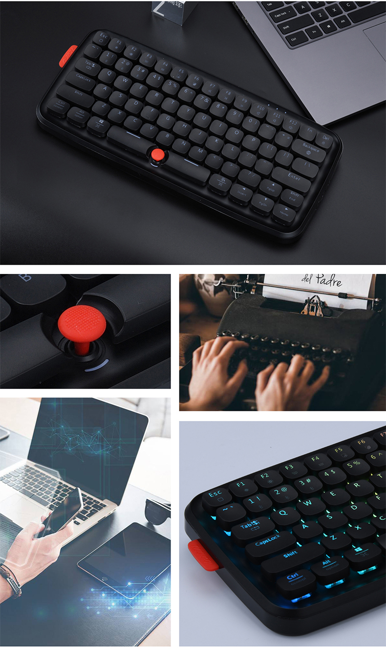 AJazz Zero Bluetooth Wired Blue Switch RGB Mechanical Gaming Keyboard for Laptop Tablet Desktop PC 17