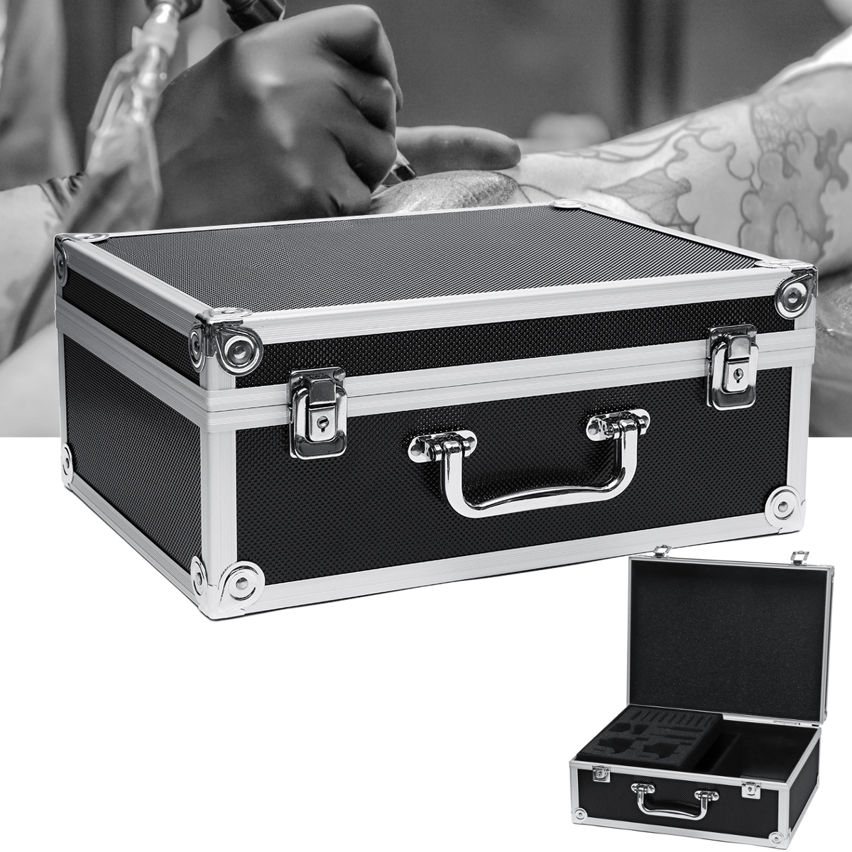

Aluminum Alloy Tattoo Accessory Toolbox Hard Carrying Storage Case Makeup Bag Tattoo Carrying Case