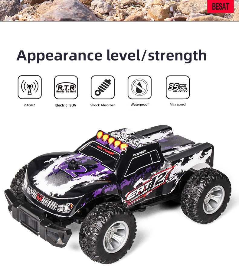 Eachine EAT12 1/28 RC Car 2.4G 35km/h High Speed Waterproof RTR Off-road RC Vehicle Model for Kids and Beginners - Photo: 2