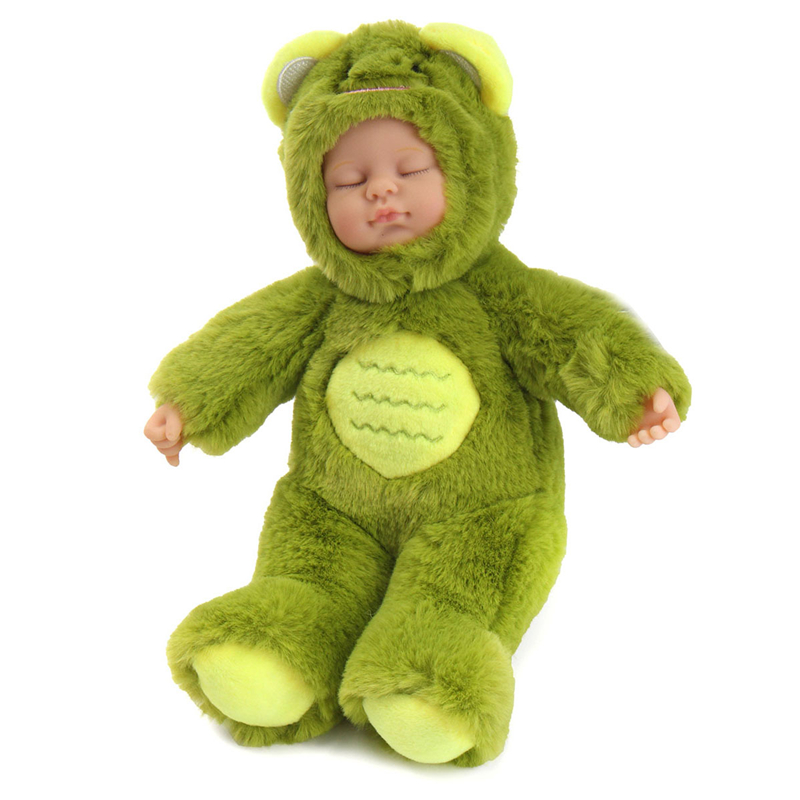 

25см Симпатичная одежда лягушки Новорожденный Спящий Soft Винил Reborn Baby Кукла Подарочная игрушка