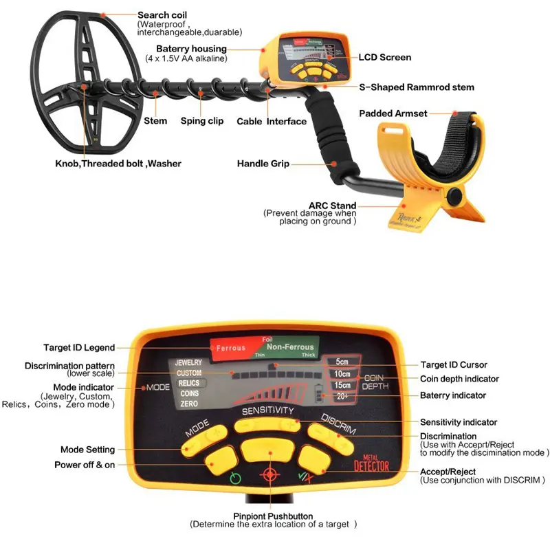 MD-6350 Underground Metal Detector Gold Digger Treasure Hunter Professional Detecting Equipment Pinpointer LCD Display