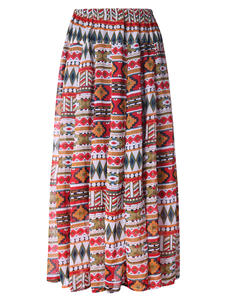 

Женщины богемной напечатаны лук высокой талии шифон юбка в складку