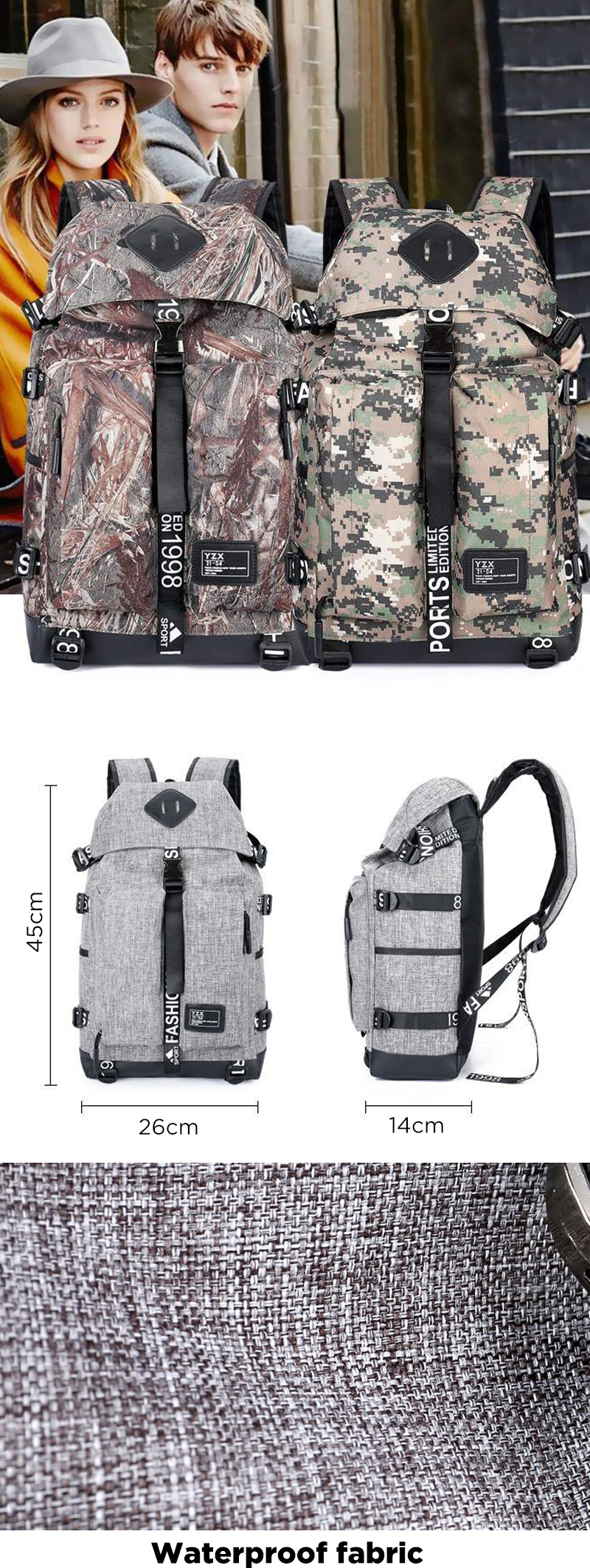 Xmund XD-DY14 17L Backpack Laptop Bag Camping Travel School Bag Handbag Shoulder Bag