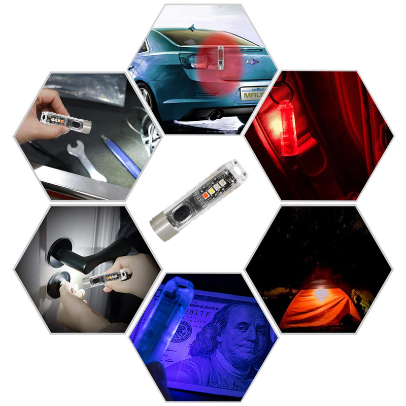 SEEKNITE S11 400LM 6500K EDC Keychain Flashlight with 6 Gear Sidelight, Magnetic Tail Repair Work Lamp Type-C Rechargeable & Charging Indicator Mini Signal Light UV Flashlight