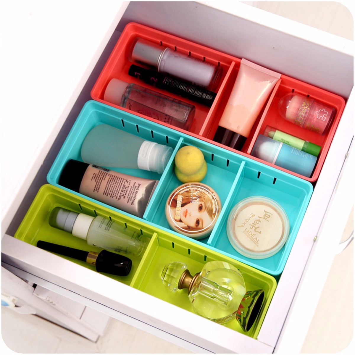 Adjustable Makeup Storage Box Drawer Home Kitchen Office Supplie Pencil Jewelry Organizer