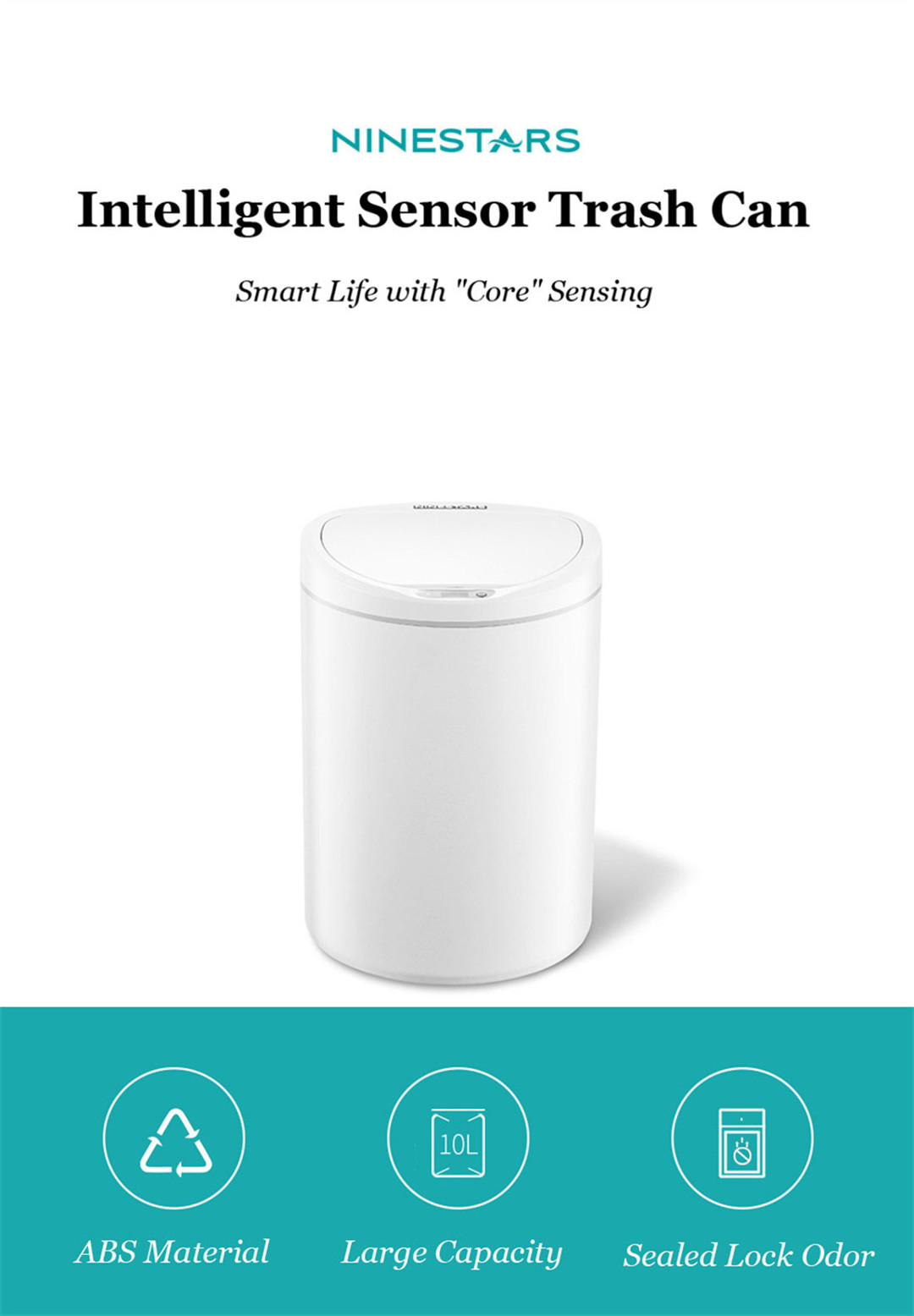 NINESTARS Intelligent Sensor Lixeira Lixeira de indução automática Cesta de papel silenciosa Sala de estar sem toque Escritório Casa Ajudante inteligente