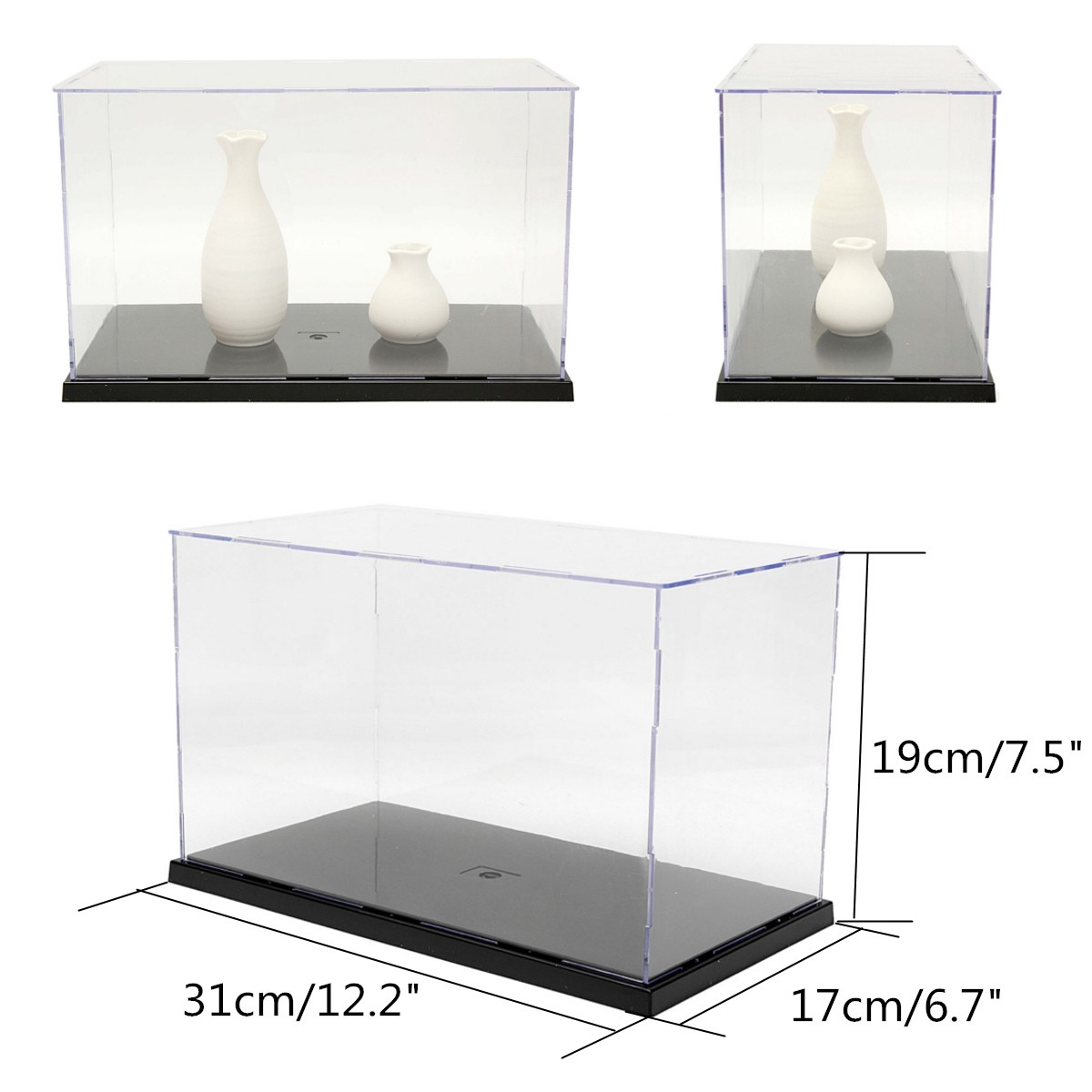 31x17x19cm Clear Acrylic Display Show Case Box Plastic Dustproof Protection Tray