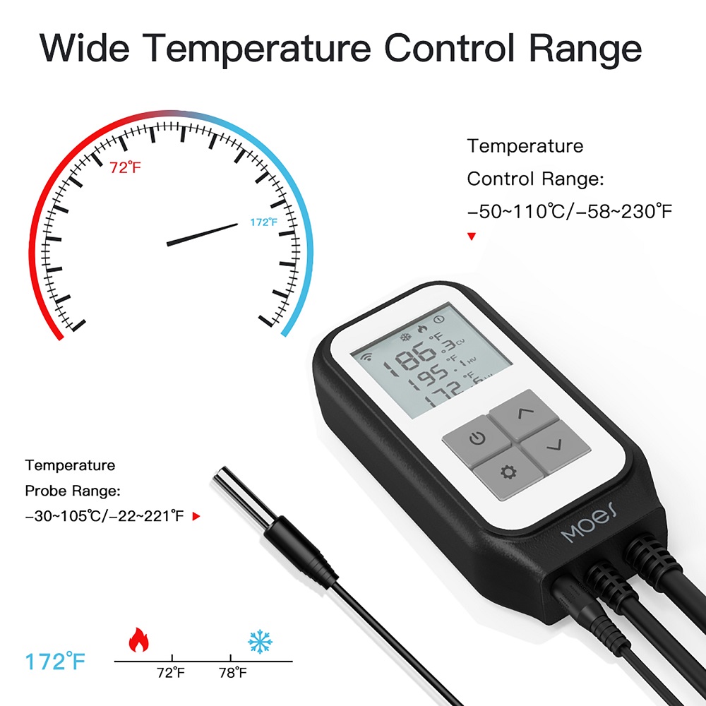 SOP20 AC100-250V LED Display WiFi Tuya Smart Digital Thermostat Socket App Remote Control Agricultural Household Temperature Regulator