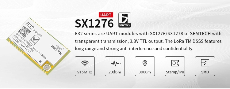 Ebyte® E32-915T20S SX1276 3km 915mhz 20dBm Transmissor Sem Fio Receptor 3000m SMD LoRa RF Módulo
