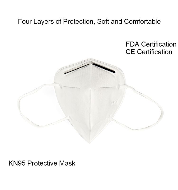 LEIHUO 5Pcs KN95 Face branca Máscara Proteção anti-espuma à prova de respingos PM2.5 Equipamento de proteção individual descartável Máscara