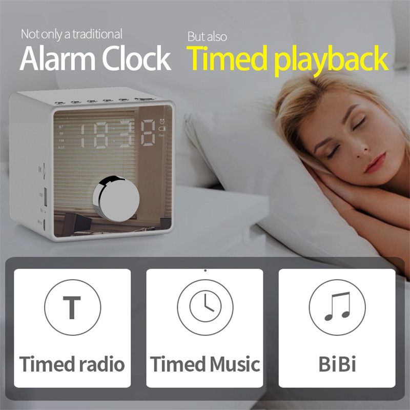 Mini Alarm Clock Bluetooth Recording Repeater Speaker Shock Bass HIFI Music Player Support FM TF USB 14