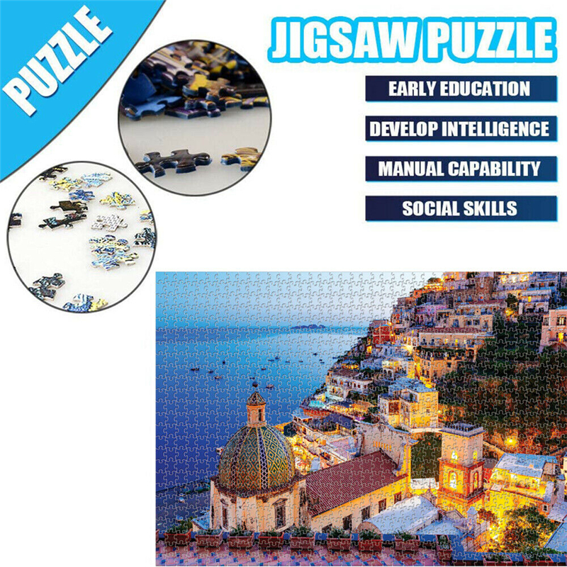 1000PCS DIY Window Sill Cat/Amalfi Paper Jigsaw Puzzle Decompression Educational Indoor Toys