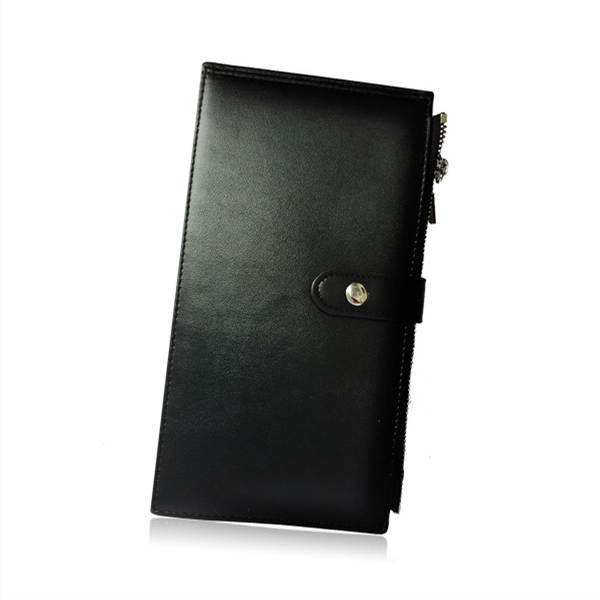 

Men Business Genuine Leather RFID Anti-Scanning Long Black Multi Pocket Card Holders