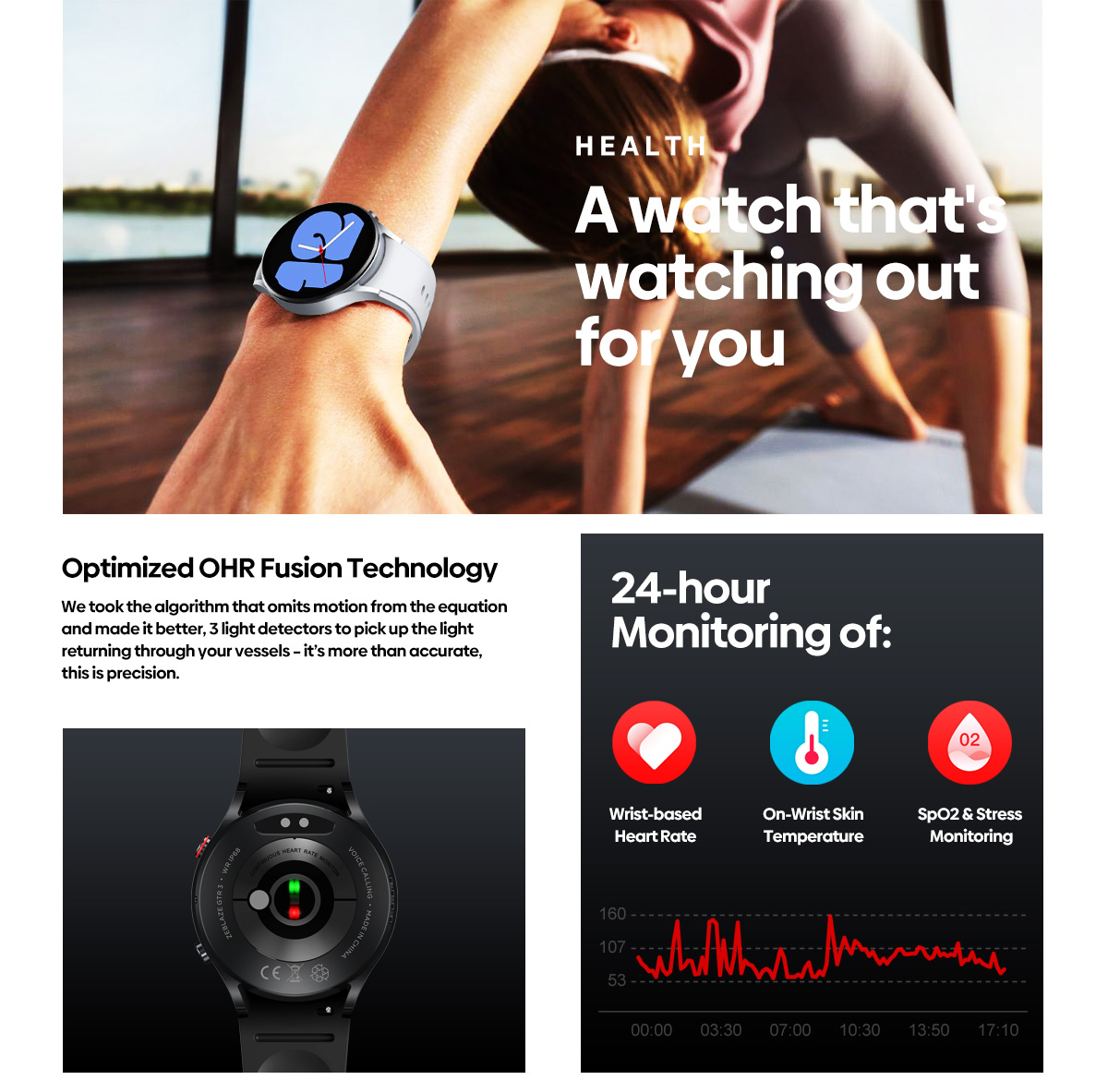 Zeblaze GTR 3 360*360 HD Screen bluetooth Call Body Temperature Measurement Heart Rate Blood Oxygen Monitor 70+ Sports Modes 240+ Watch Faces IP68 Waterproof Smart Watch