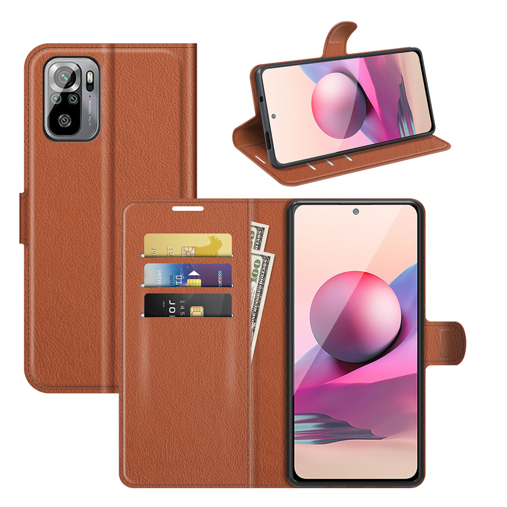 Bakeey for Xiaomi Redmi Note 10 / Redmi Note 10S Case Litchi Pattern Flip Shockproof PU Leather Full Body Protective Case