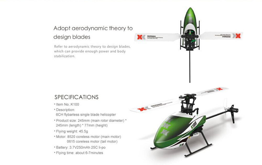 XK K100 Falcom 6CH Flybarless 3D6G System RC Helicopter BNF - Photo: 2