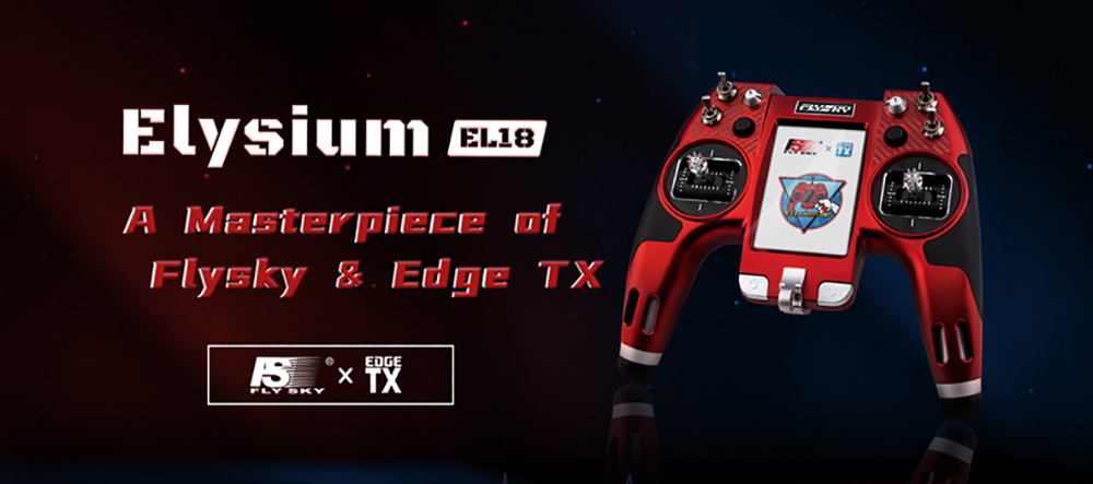 Flysky Elysium EL18 2.4GHz 3.5-Inch Touch Screen AFHDS 3 OpenTX/EdgeTX System Remote Controller RC Transmitter Limited Edition w/High-Precision CNC Hall Gimbals & Tmr Micro Receiver